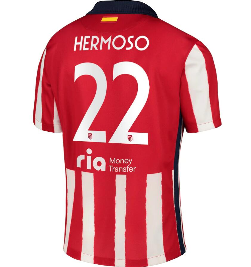 Atlético Madrid Metropolitano Home Kit Soccer Jersey with Hermoso 22 printing 2020/21